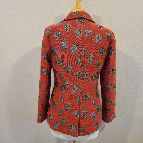 House of Harlow 1960 x Revolve Solange Red Metallic Floral Blazer Coat - Picture 8 of 9